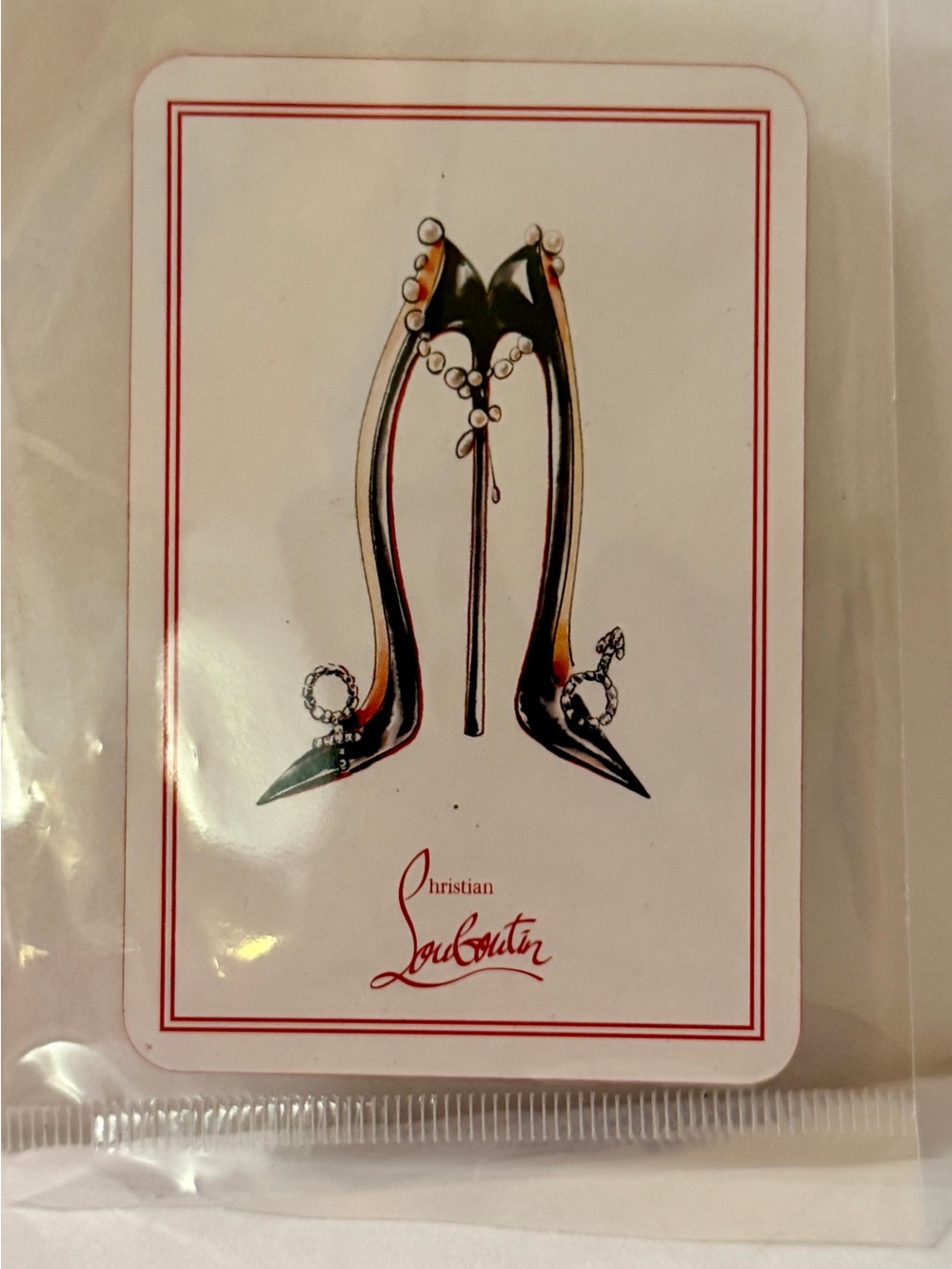 Christian Louboutin Black and Red Stiletto Illustration Playing Card